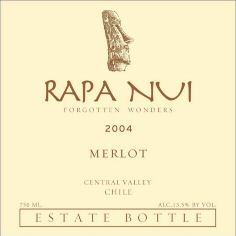 RAPA NUI FORGOTTEN WONDERS 2004 MERLOT CENTRAL VALLEY CHILE ESTATE BOTTLE 750 ML. ALC. 13.5 BY VOL.