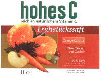 hohes C reich an natürlichem Vitamin C Frühstückssaft