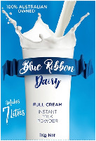 Blue Ribbon Dairy FULL CREAM INSTANT MILK POWDER Makes 7 Litres 100% AUSTRALIAN OWNED