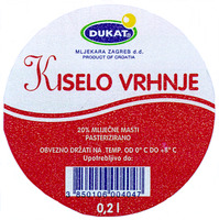 DUKAT MLJEKARA ZAGREB d.d. PRODUCT OF CROATIA KISELO VRHNJE